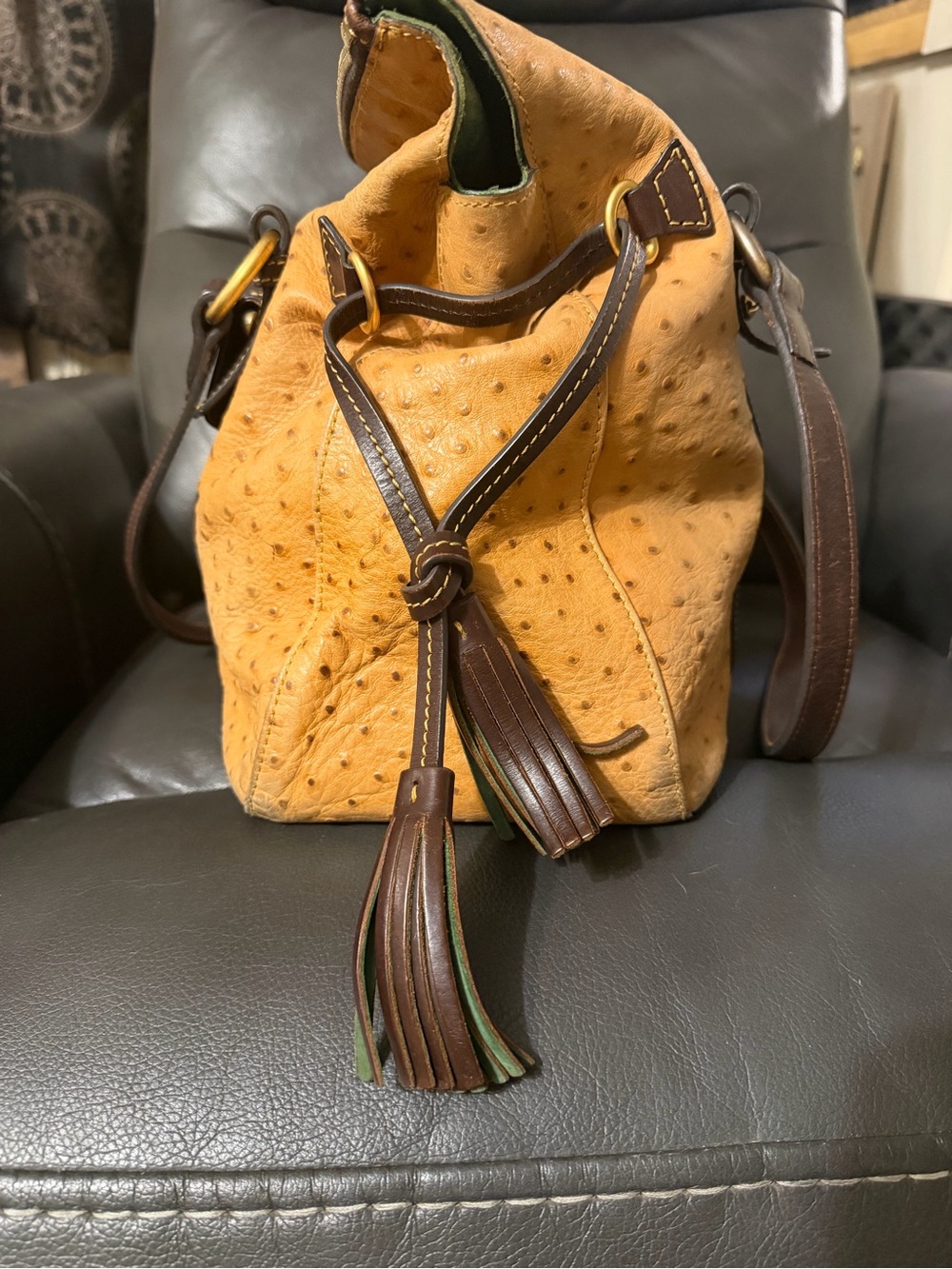 Dooney & Bourke Florentine Ostrich Handbag OS Leather Purse - Picture 3 of 13